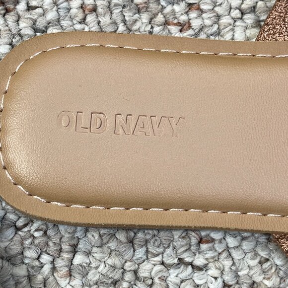 Old Navy Slide Sandals Brown Cross Strap Size 8 Faux Leather Flat - Picture 3 of 6